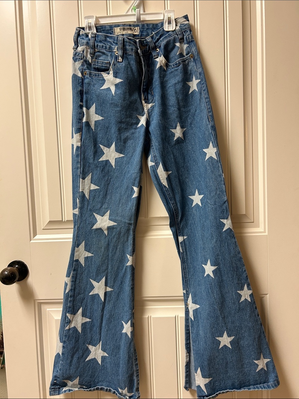 Rock and Roll Star-Print Wide Leg Women’s Jeans - Blue